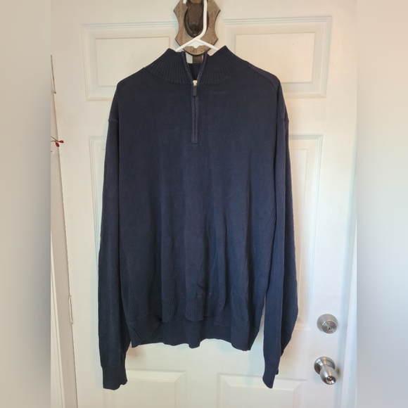 (1273) Oscar De La Renta Men's Quarter Zip Long Sleeve Sweater,  XXL, Black - Picture 2 of 12